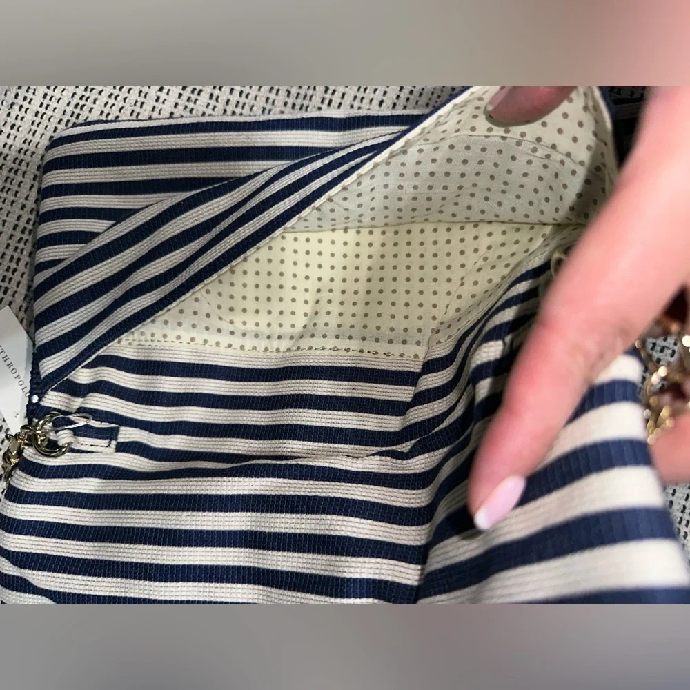 Deux Lux Elsa Fold Over Cross Body Purse Handbag‎ Navy White NWT